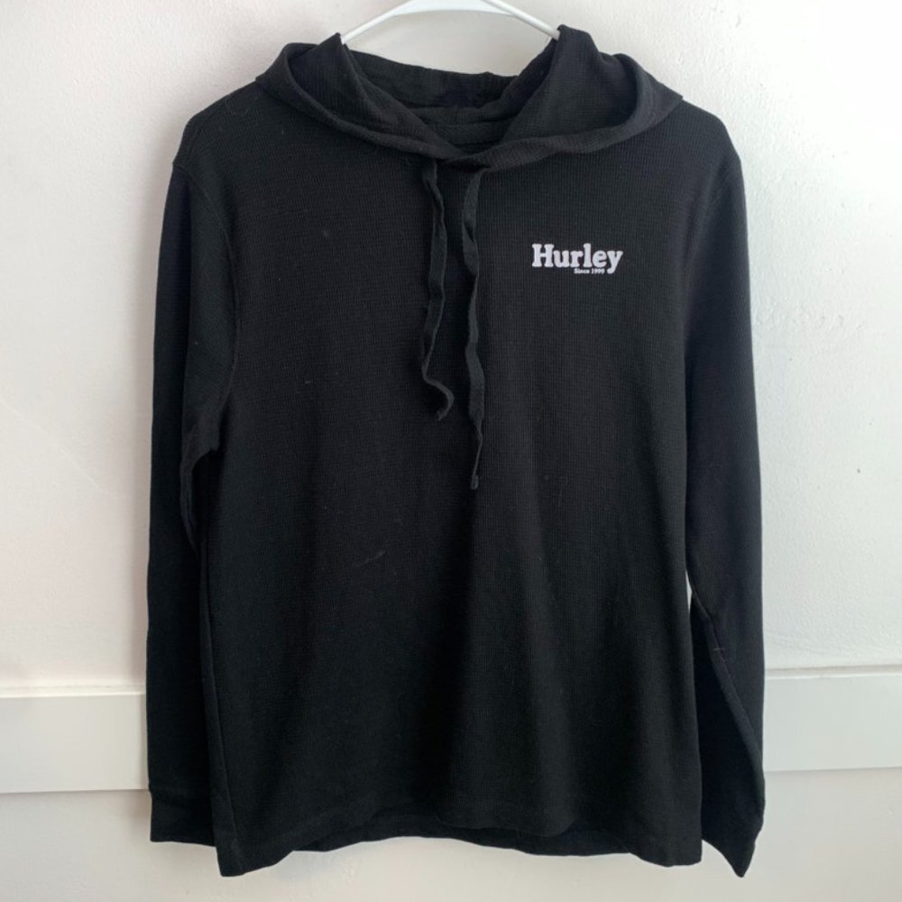Hurley Black Thermal Hooded Long Sleeve Shirt